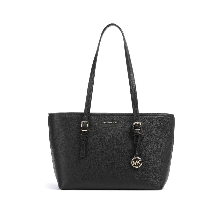 Bolso tote Quinn grande de piel granulada black